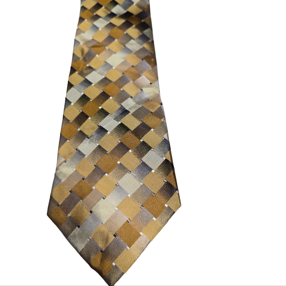 Van Heusen Gold Brown Checker Necktie